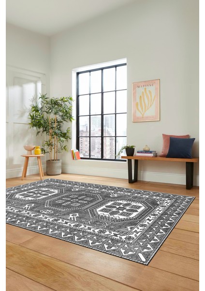 Dijital Kaymaz Yıkanabilir Şık Tasarım Etnik Desenli Yolluk Mutfak Salon Halısı, Etnik-14-Gri indirimleri