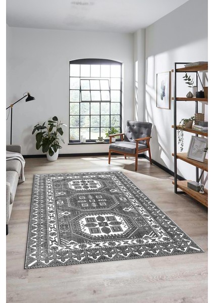Dijital Kaymaz Yıkanabilir Şık Tasarım Etnik Desenli Yolluk Mutfak Salon Halısı, Etnik-14-Gri fiyatları