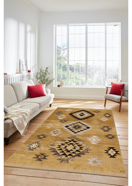 Dijital Baskılı Kaymaz Yıkanabilir Etnik Desenli Mutfak Salon Halısı, Etnik-01-Kahve modelleri