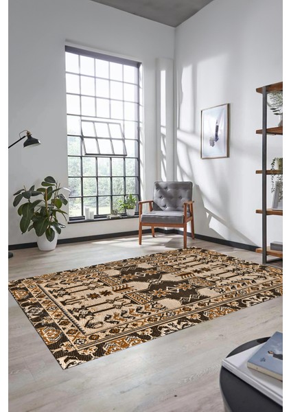 Şık Tasarım Etnik Desen Kaymaz Yıkanabilir Yolluk Mutfak Salon Koridor Halısı, Etnik-20-Kahve