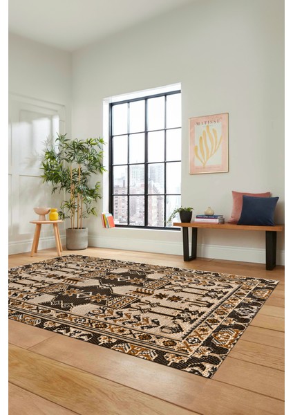 Şık Tasarım Etnik Desen Kaymaz Yıkanabilir Yolluk Mutfak Salon Koridor Halısı, Etnik-20-Kahve modelleri