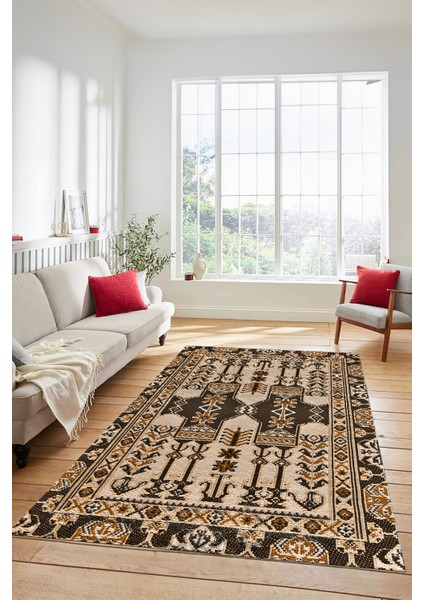 Şık Tasarım Etnik Desen Kaymaz Yıkanabilir Yolluk Mutfak Salon Koridor Halısı, Etnik-20-Kahve fırsatları