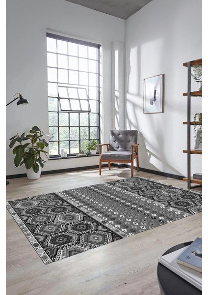 Dijital Baskılı Kaymaz Yıkanabilir Şık Etnik Desenli Yolluk Mutfak Salon Halısı, Etnik-13-Gri fırsatları