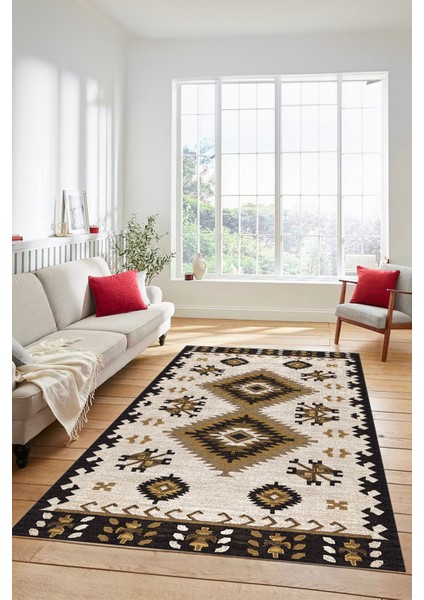 Dijital Baskılı Kaymaz Yıkanabilir Etnik Desenli Yolluk Mutfak Salon Halısı, Etnik-02-Kahve modelleri