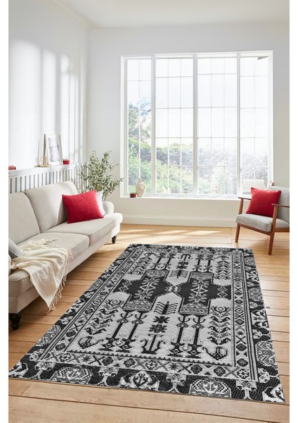 Şık Tasarım Etnik Desen Kaymaz Yıkanabilir Yolluk Mutfak Salon Koridor Halısı, Etnik-20-Gri fırsatları