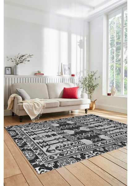 Şık Tasarım Etnik Desen Kaymaz Yıkanabilir Yolluk Mutfak Salon Koridor Halısı, Etnik-20-Gri indirimleri