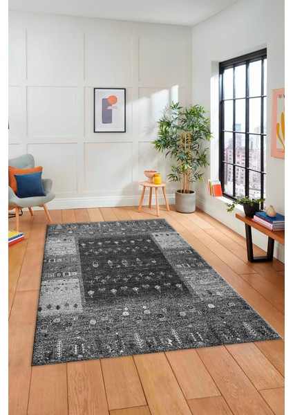 Dijital Kaymaz Yıkanabilir Yeni Tasarım Etnik Desenli Yolluk Mutfak Salon Halısı, Etnik-16-Gri modelleri