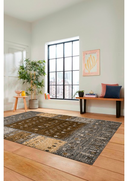 Dijital Kaymaz Yıkanabilir Yeni Tasarım Etnik Desenli Yolluk Mutfak Salon Halısı, Etnik-16-Kahve fırsatları