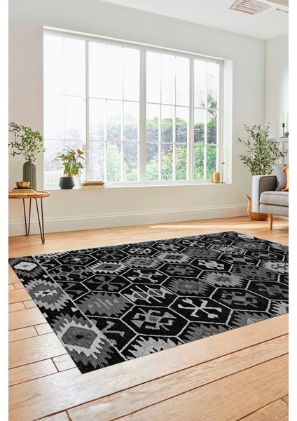 Dijital Baskılı Kaymaz Yıkanabilir Etnik Desenli Yolluk Mutfak Salon Halısı, Etnik-12-Antrasit fiyatları