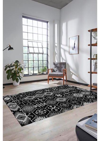 Dijital Baskılı Kaymaz Yıkanabilir Etnik Desenli Yolluk Mutfak Salon Halısı, Etnik-12-Antrasit fırsatları