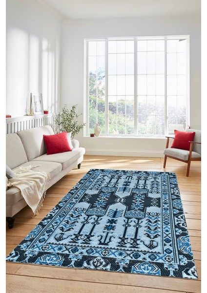 Şık Tasarım Etnik Desen Kaymaz Yıkanabilir Yolluk Mutfak Salon Koridor Halısı, Etnik-20-Mavi fırsatları