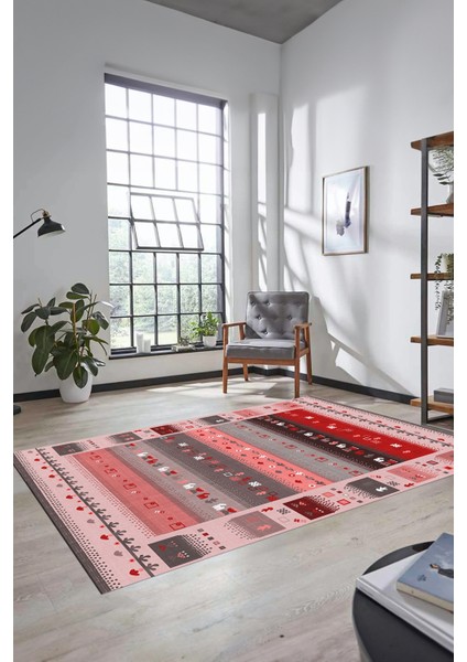 Dijital Kaymaz Yıkanabilir Şık Motifli Etnik Desenli Yolluk Mutfak Salon Halısı, Etnik-15-Pembe modelleri