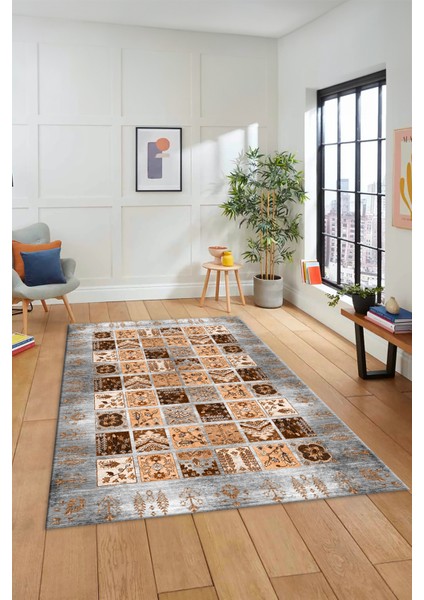 Yeni Tasarım Etnik Desen Kaymaz Yıkanabilir Yolluk Mutfak Salon Koridor Halısı, Etnik-18-Gri modelleri