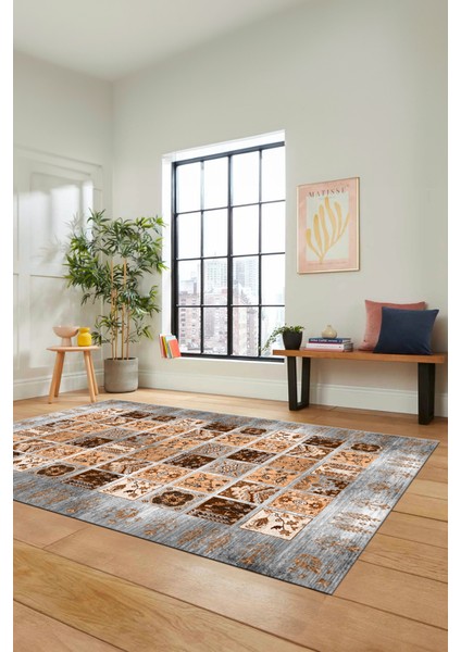 Yeni Tasarım Etnik Desen Kaymaz Yıkanabilir Yolluk Mutfak Salon Koridor Halısı, Etnik-18-Gri fırsatları