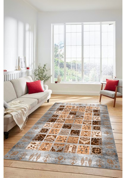 Yeni Tasarım Etnik Desen Kaymaz Yıkanabilir Yolluk Mutfak Salon Koridor Halısı, Etnik-18-Gri indirimleri