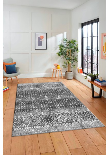 Yeni Tasarım Etnik Desenli Yıkanabilir Yolluk Mutfak Salon Koridor Halısı, Etnik-17-Gri modelleri