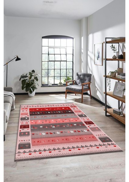 Dijital Kaymaz Yıkanabilir Şık Motifli Etnik Desenli Yolluk Mutfak Salon Halısı, Etnik-15-Pembe fiyatları