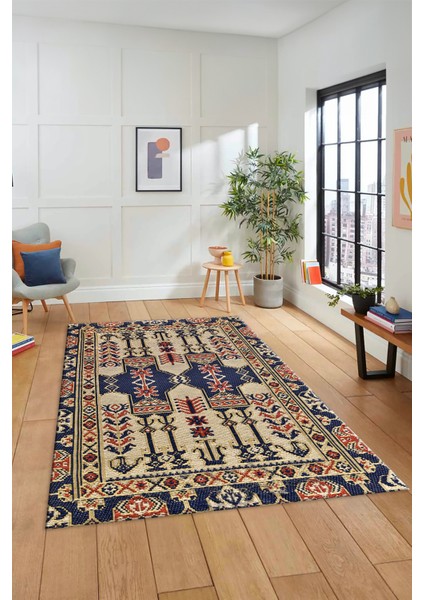 Şık Tasarım Etnik Desen Kaymaz Yıkanabilir Yolluk Mutfak Salon Koridor Halısı, Etnik-20-Lacivert fiyatları