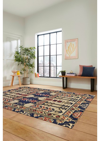 Şık Tasarım Etnik Desen Kaymaz Yıkanabilir Yolluk Mutfak Salon Koridor Halısı, Etnik-20-Lacivert modelleri