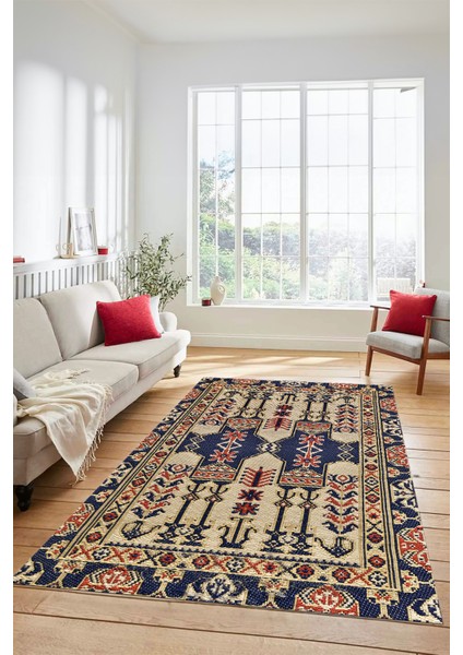 Şık Tasarım Etnik Desen Kaymaz Yıkanabilir Yolluk Mutfak Salon Koridor Halısı, Etnik-20-Lacivert fırsatları