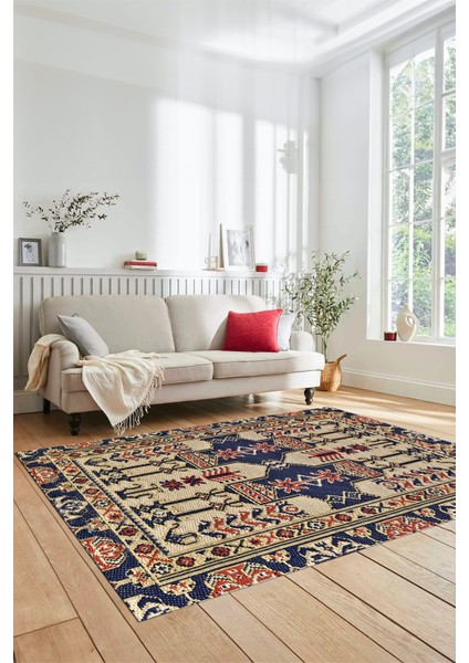 Şık Tasarım Etnik Desen Kaymaz Yıkanabilir Yolluk Mutfak Salon Koridor Halısı, Etnik-20-Lacivert indirimleri