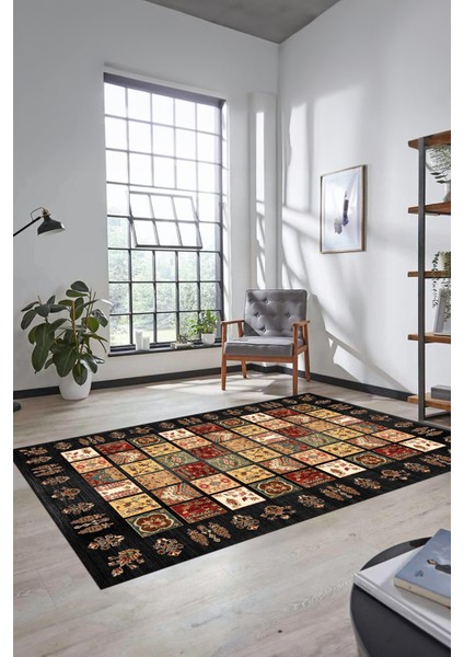 Yeni Tasarım Etnik Desen Kaymaz Yıkanabilir Yolluk Mutfak Salon Koridor Halısı, Etnik-18-Antrasit fiyatları