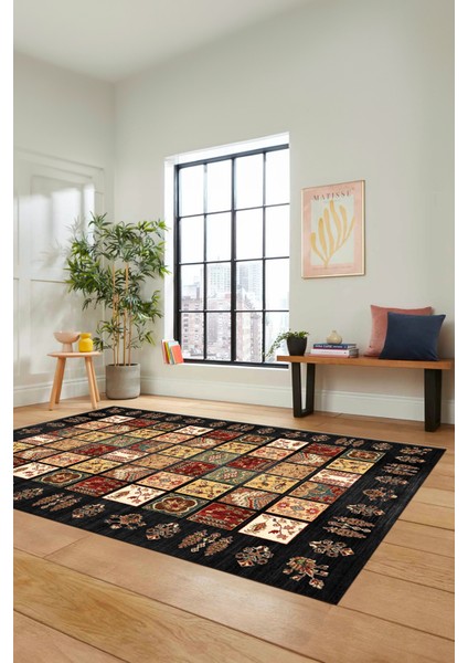 Yeni Tasarım Etnik Desen Kaymaz Yıkanabilir Yolluk Mutfak Salon Koridor Halısı, Etnik-18-Antrasit fırsatları