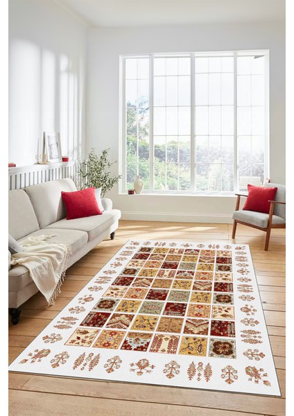 Yeni Tasarım Etnik Desen Kaymaz Yıkanabilir Yolluk Mutfak Salon Koridor Halısı, Etnik-18-Beyaz indirimleri
