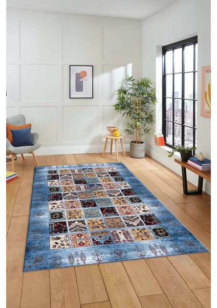 Yeni Tasarım Etnik Desen Kaymaz Yıkanabilir Yolluk Mutfak Salon Koridor Halısı, Etnik-18-Mavi fiyatları