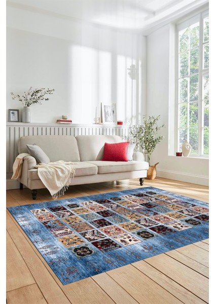 Yeni Tasarım Etnik Desen Kaymaz Yıkanabilir Yolluk Mutfak Salon Koridor Halısı, Etnik-18-Mavi indirimleri