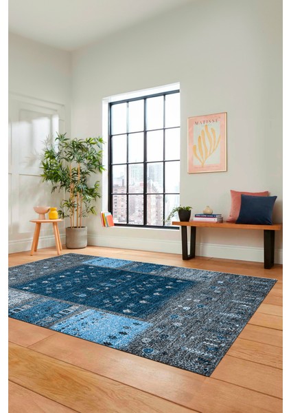 Dijital Kaymaz Yıkanabilir Yeni Tasarım Etnik Desenli Yolluk Mutfak Salon Halısı, Etnik-16-Mavi fırsatları