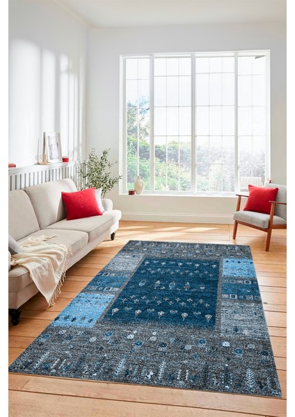 Dijital Kaymaz Yıkanabilir Yeni Tasarım Etnik Desenli Yolluk Mutfak Salon Halısı, Etnik-16-Mavi indirimleri