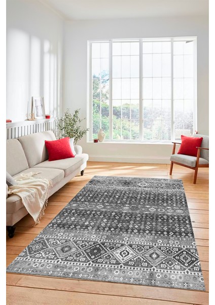 Yeni Tasarım Etnik Desenli Yıkanabilir Yolluk Mutfak Salon Koridor Halısı, Etnik-17-Gri indirimleri