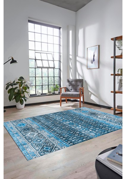 Yeni Tasarım Etnik Desenli Yıkanabilir Yolluk Mutfak Salon Koridor Halısı, Etnik-17-Mavi fiyatları