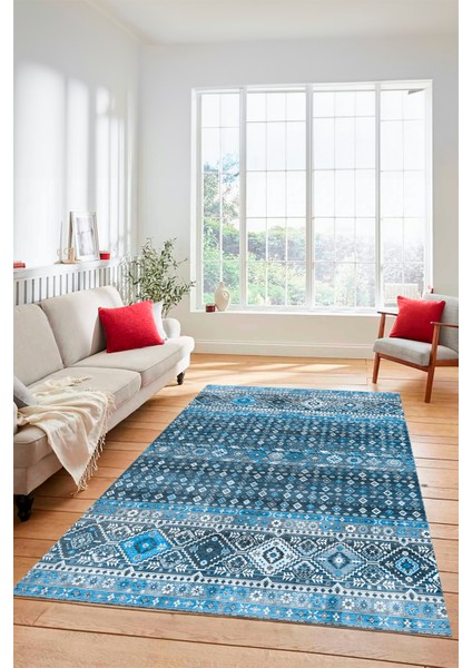 Yeni Tasarım Etnik Desenli Yıkanabilir Yolluk Mutfak Salon Koridor Halısı, Etnik-17-Mavi indirimleri
