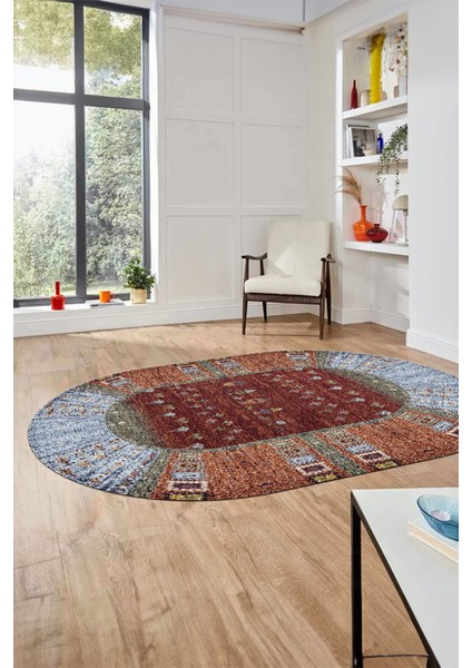 Dijital Kaymaz Yıkanabilir Yeni Etnik Desen Oval Yolluk Mutfak Salon Halısı, O-Etnik-16-Renkli, fiyatları