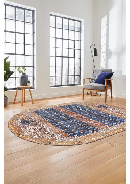 Yeni Tasarım Etnik Desenli Yıkanabilir Oval Yolluk Mutfak Salon Koridor Halısı, O-Etnik-17-Renkli, fırsatları