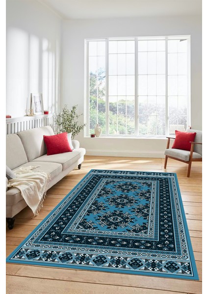 Dijital Baskılı Kaymaz Yıkanabilir Şık Etnik Desen Yolluk Mutfak Salon Halısı, Etnik-04-Mavi fiyatları