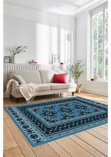 Dijital Baskılı Kaymaz Yıkanabilir Şık Etnik Desen Yolluk Mutfak Salon Halısı, Etnik-04-Mavi modelleri