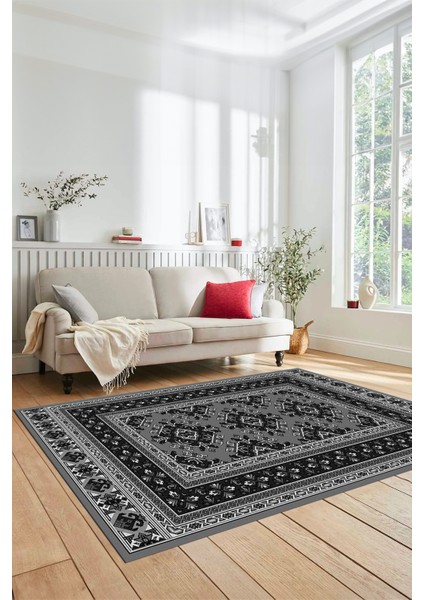 Dijital Baskılı Kaymaz Yıkanabilir Şık Etnik Desen Yolluk Mutfak Salon Halısı, Etnik-04-Gri modelleri