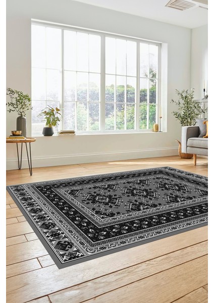 Dijital Baskılı Kaymaz Yıkanabilir Şık Etnik Desen Yolluk Mutfak Salon Halısı, Etnik-04-Gri indirimleri