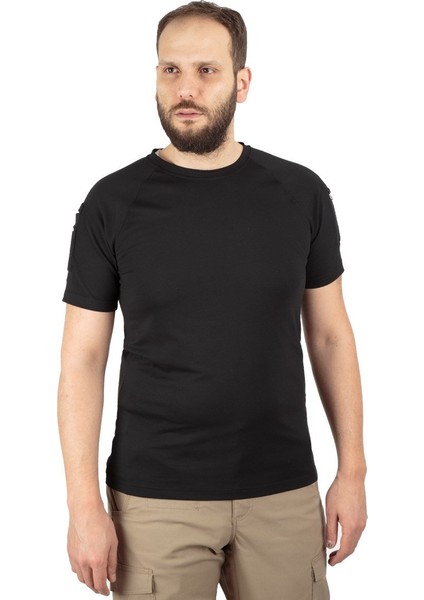 Combat Tactical Bisiklet Yaka Kısa Kollu Taktik Tişört Siyah 801 Pike