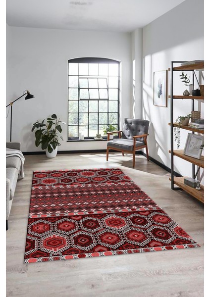 Dijital Baskılı Kaymaz Yıkanabilir Şık Etnik Desenli Yolluk Mutfak Salon Halısı, Etnik-13-Kırmızı modelleri