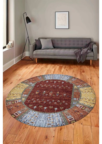 Dijital Kaymaz Yıkanabilir Yeni Etnik Desenli Yuvarlak Mutfak Salon Halısı, Y-Etnik-16-Renkli, fiyatları