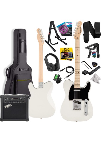 TLX-50CR-25AMP Tele Kasa Maple Klavye 2 Single-Coil 25 W Amfili Elektro Gitar