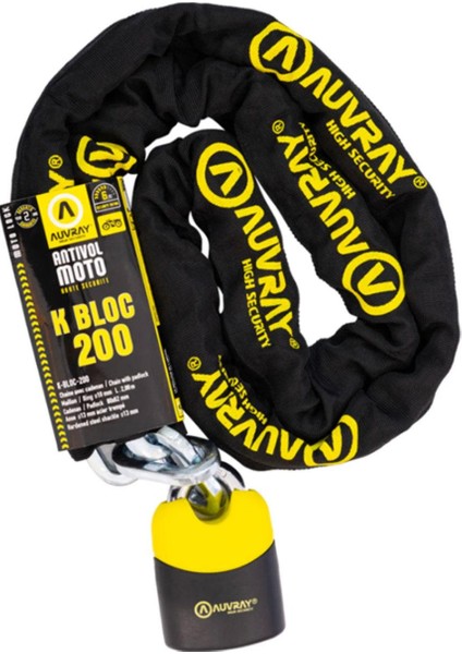 K-Bloc 200 cm 10 mm Kesilmez Motosiklet Zincir Kilidi 780-KBL200AUV10
