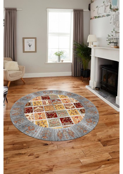 Yeni Etnik Desen Kaymaz Yıkanabilir Yuvarlak Mutfak Salon Koridor Halısı, Y-Etnik-18-Renkli, fiyatları