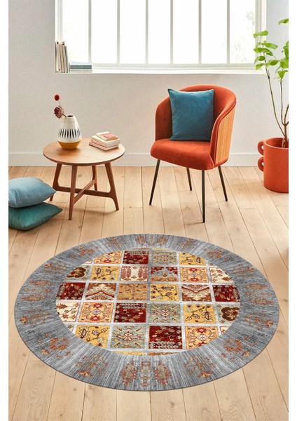 Yeni Etnik Desen Kaymaz Yıkanabilir Yuvarlak Mutfak Salon Koridor Halısı, Y-Etnik-18-Renkli, fırsatları