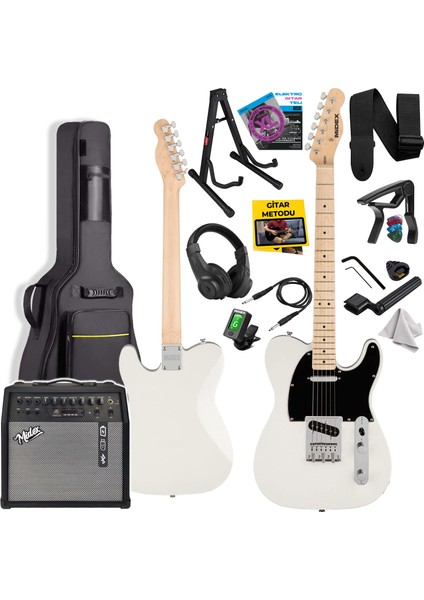TLX-50CR-50AMP Tele Kasa Maple Klavye 2 Single-Coil 50 W Amfili Elektro Gitar