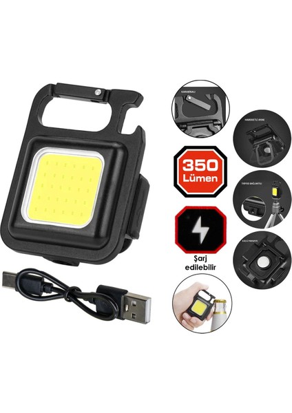 Rox 0229 Outdoor Anahtarlık Şarjlı LED Fener 350 Lümen